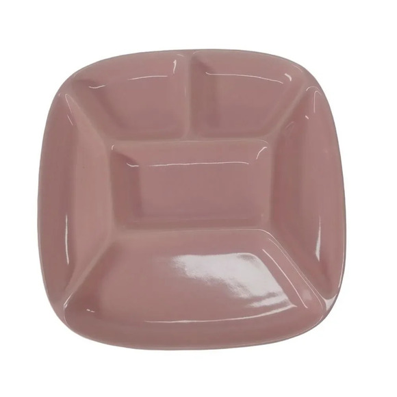 Vintage Pink Divided Fondue Plate/Sushi Plate, Set  of 2 - Picture 4 of 8